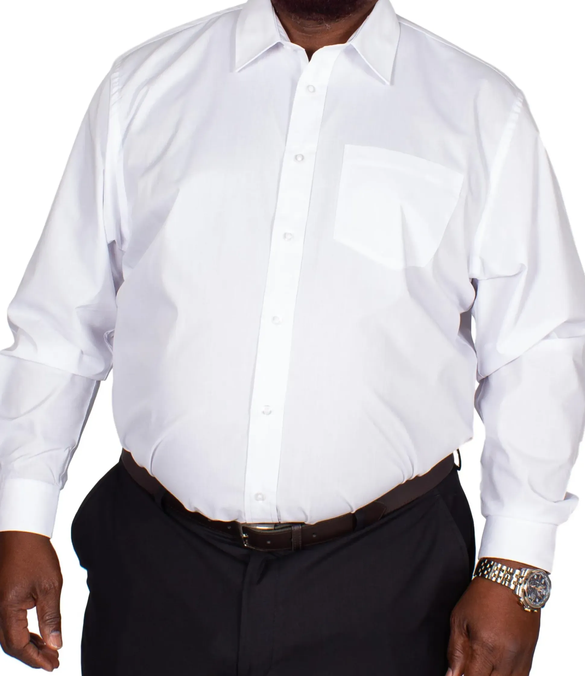 Bigdude Classic Long Sleeve Poplin Shirt White Tall
