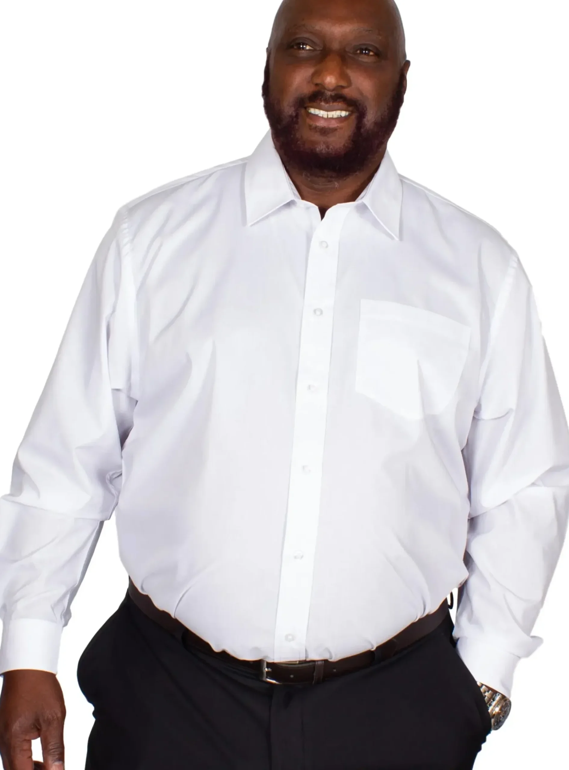 Bigdude Classic Long Sleeve Poplin Shirt White Tall