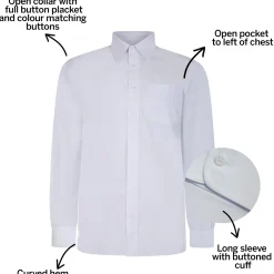 Bigdude Classic Long Sleeve Poplin Shirt White