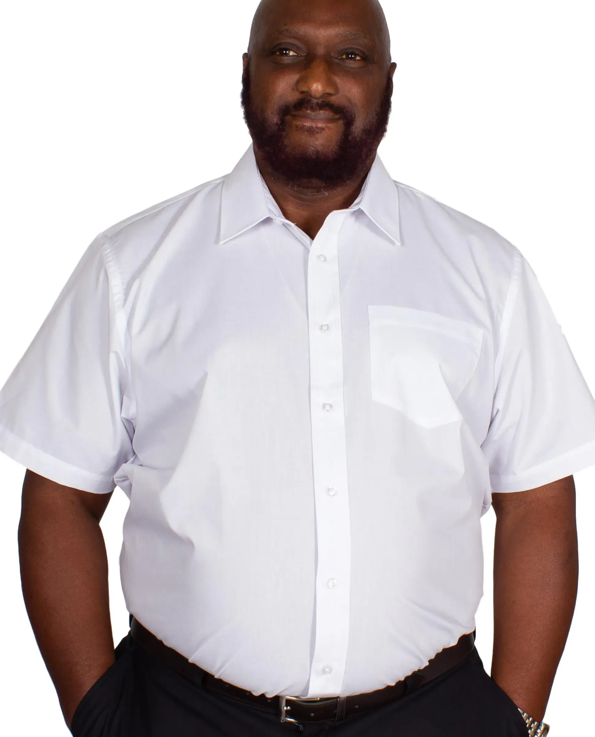 Bigdude Classic Short Sleeve Poplin Shirt White