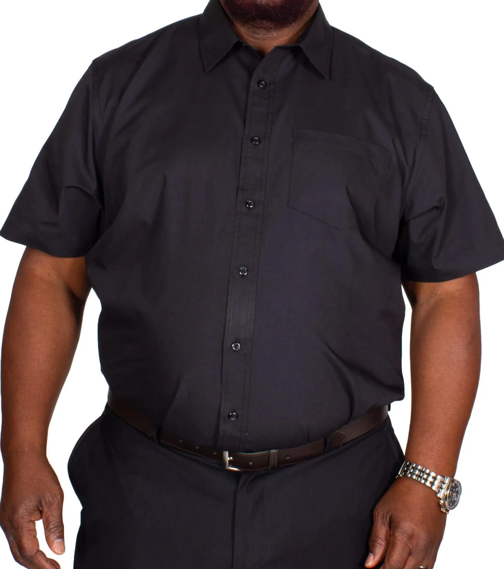 Bigdude Classic Short Sleeve Poplin Shirt Black