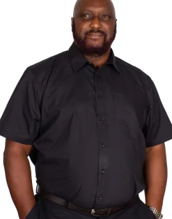 Bigdude Classic Short Sleeve Poplin Shirt Black