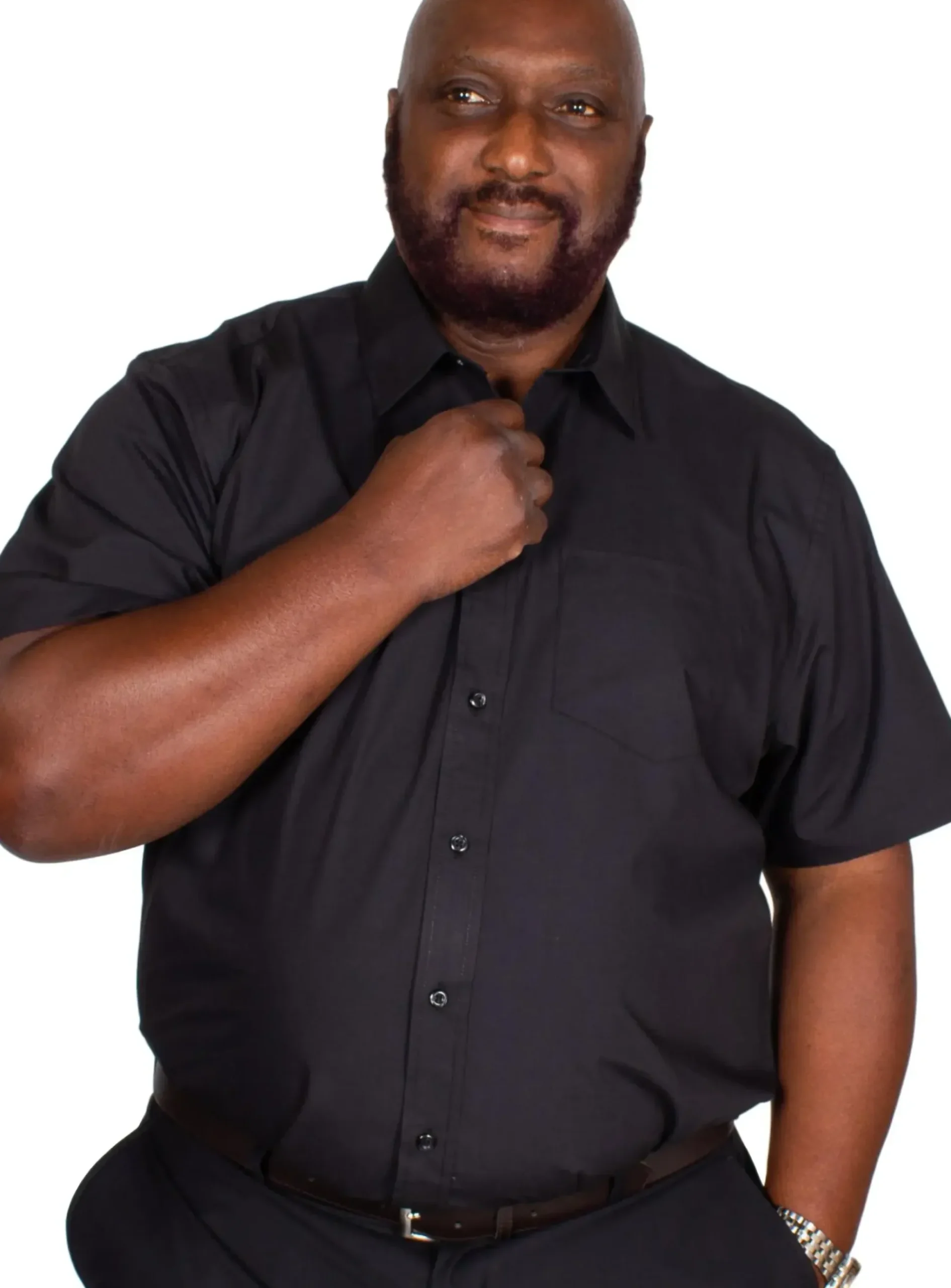 Bigdude Classic Short Sleeve Poplin Shirt Black