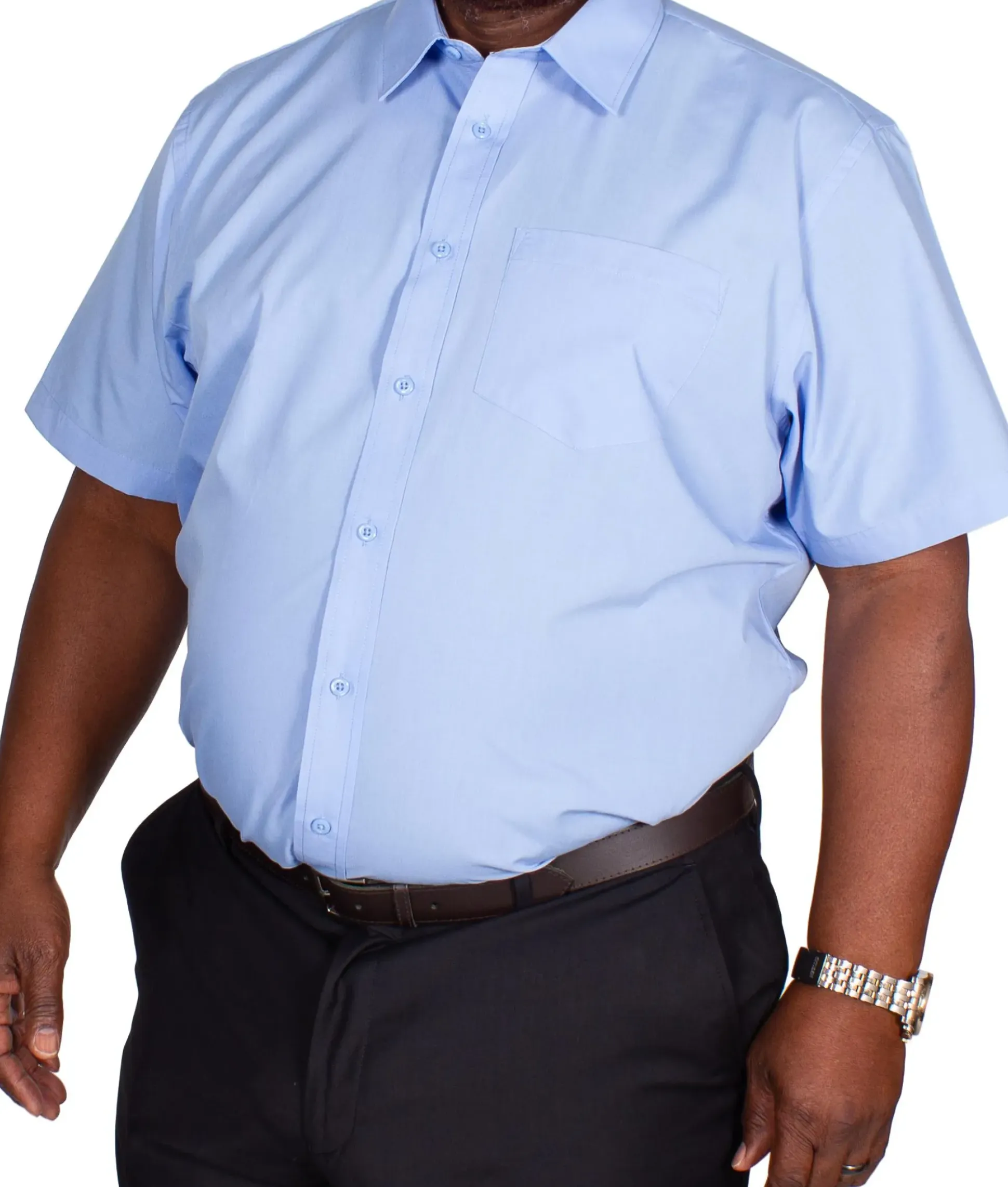 Bigdude Classic Short Sleeve Poplin Shirt Light Blue