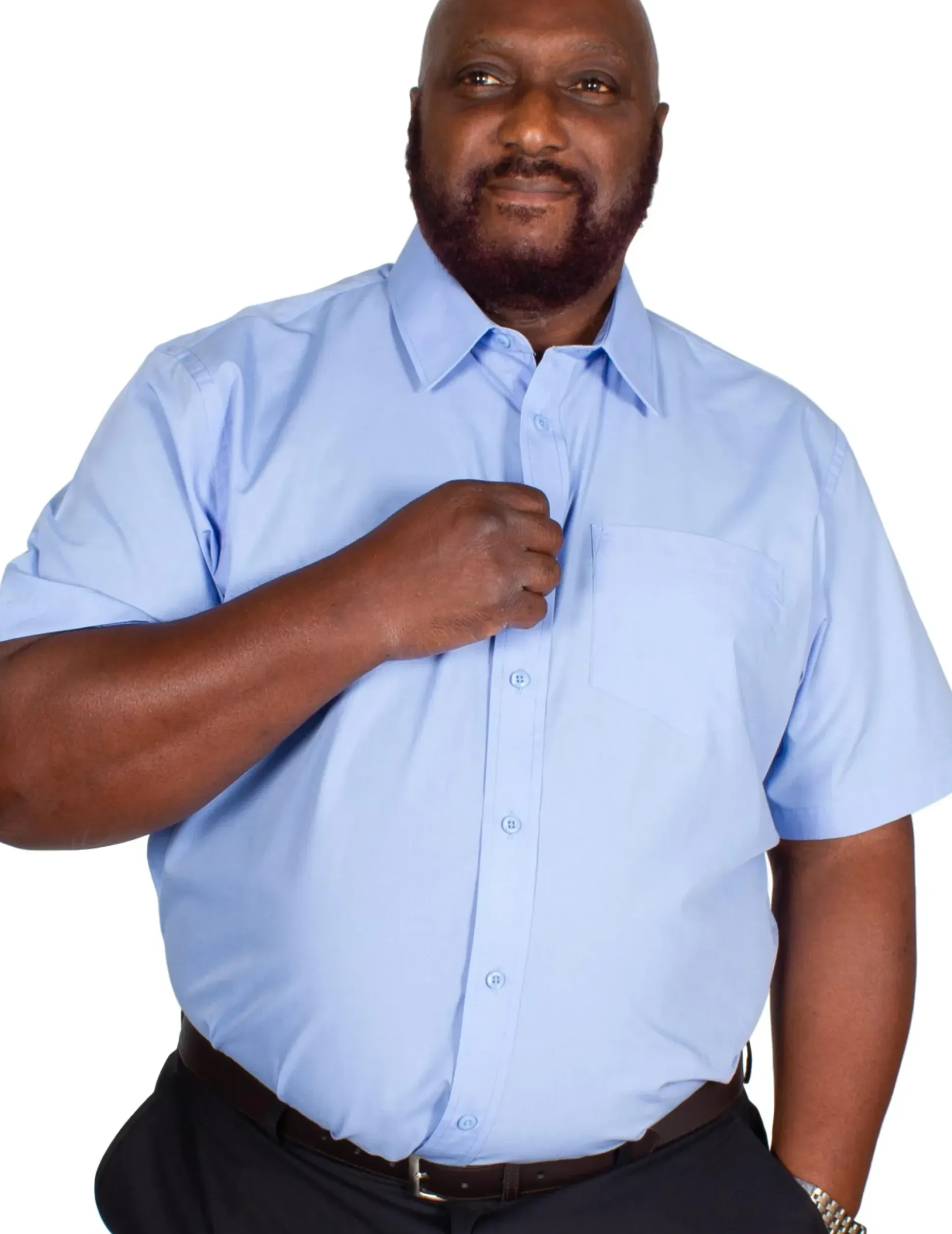 Bigdude Classic Short Sleeve Poplin Shirt Light Blue