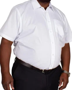 Bigdude Classic Short Sleeve Poplin Shirt White Tall
