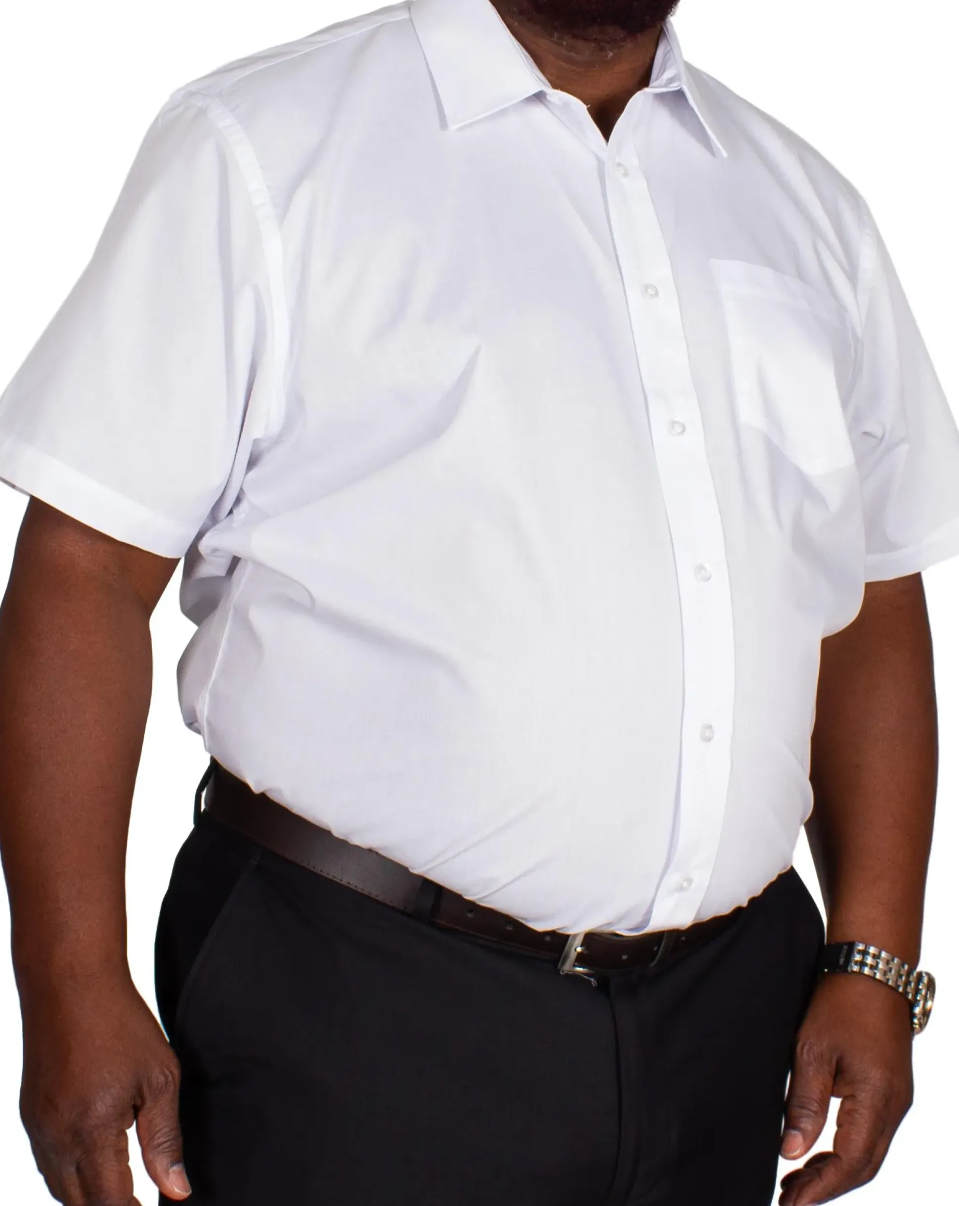 Bigdude Classic Short Sleeve Poplin Shirt White Tall