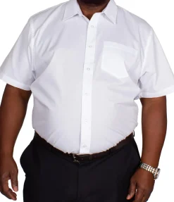 Bigdude Classic Short Sleeve Poplin Shirt White Tall