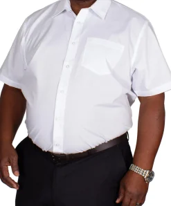 Bigdude Classic Short Sleeve Poplin Shirt White Tall