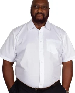 Bigdude Classic Short Sleeve Poplin Shirt White Tall