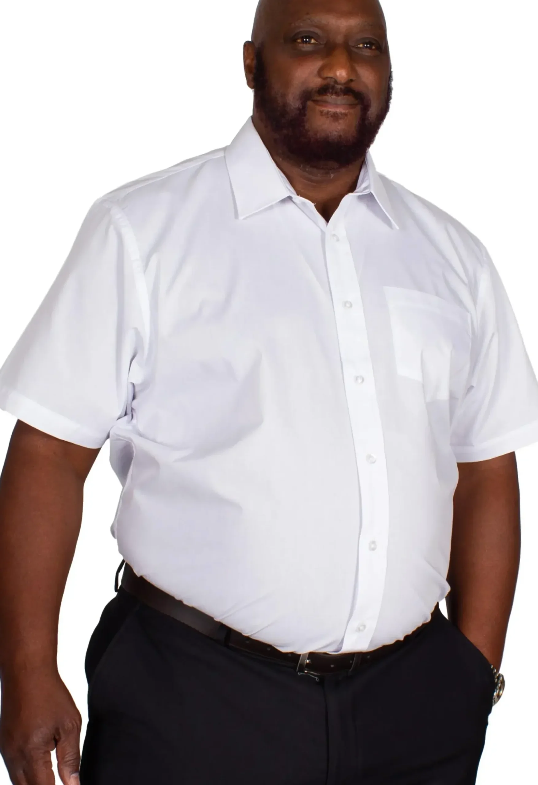 Bigdude Classic Short Sleeve Poplin Shirt White Tall