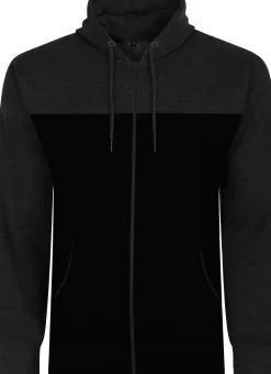 Bigdude Color Block Zipped Hoody Black/Charcoal