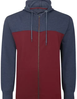 Bigdude Color Block Zipped Hoody Burgundy/Navy