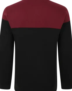 Bigdude Colour Block Jumper Black/Burgundy