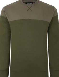 Bigdude Colour Block Jumper Khaki/Dark Khaki