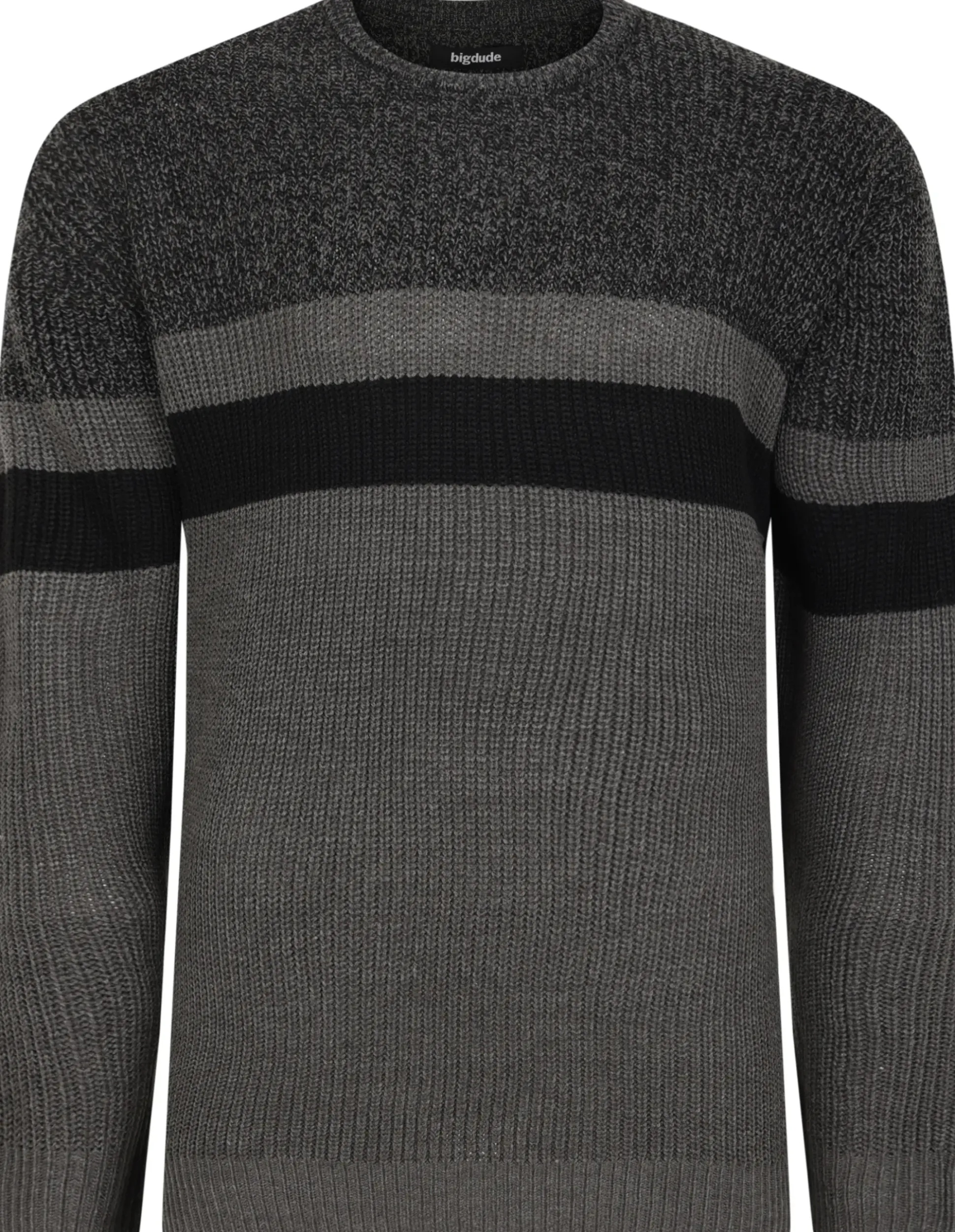 Bigdude Colour Block Knitted Jumper Charcoal Marl