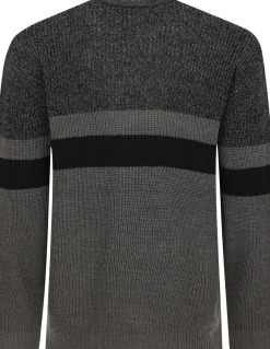 Bigdude Colour Block Knitted Jumper Charcoal Marl