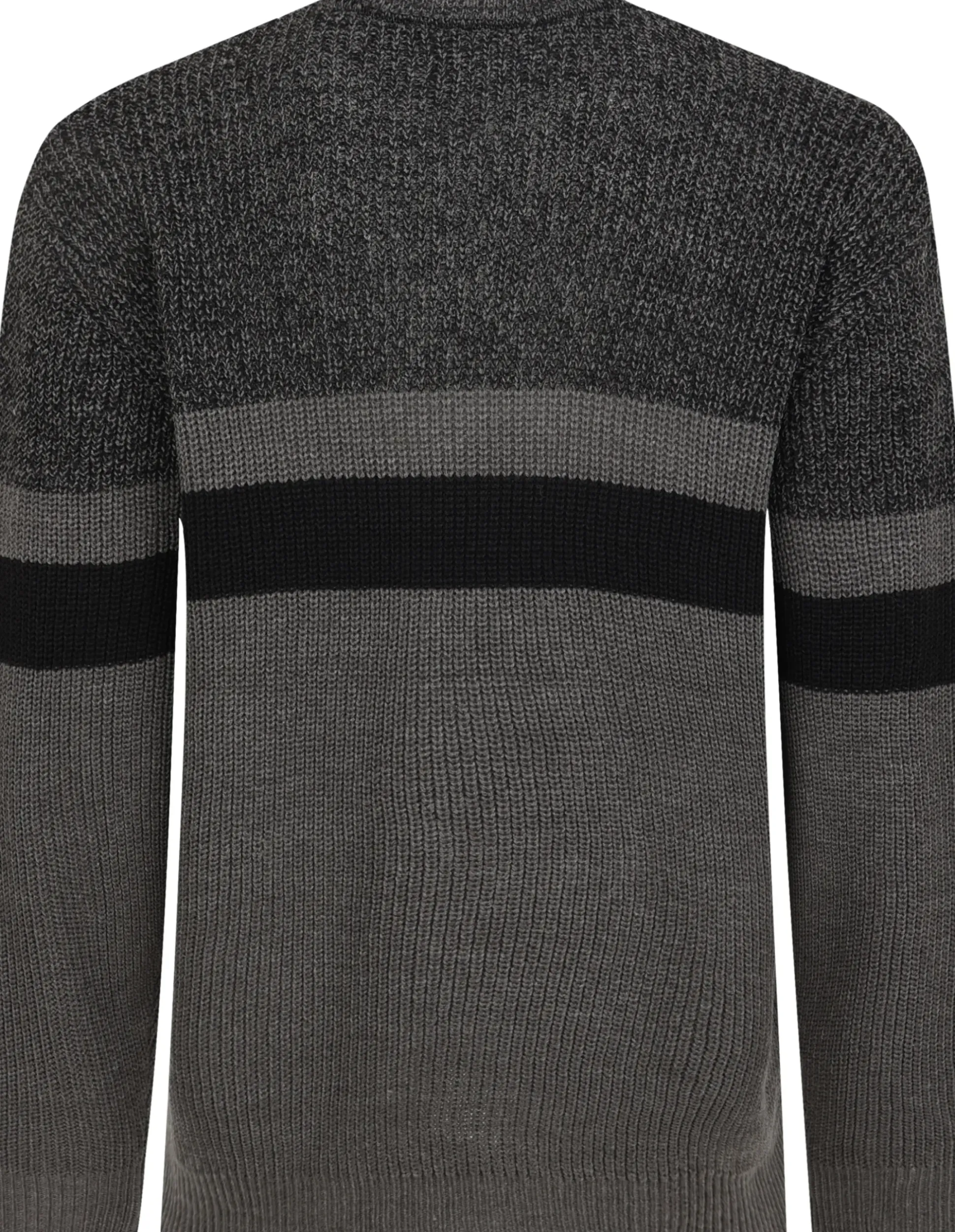 Bigdude Colour Block Knitted Jumper Charcoal Marl