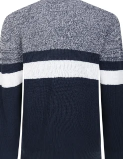 Bigdude Colour Block Knitted Jumper Navy