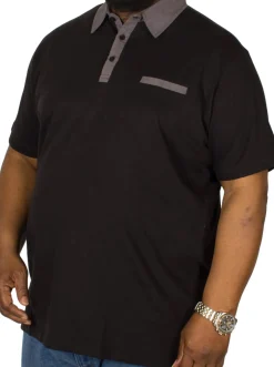 Bigdude Contrast Jersey Polo Shirt Black