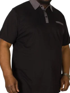 Bigdude Contrast Jersey Polo Shirt Black