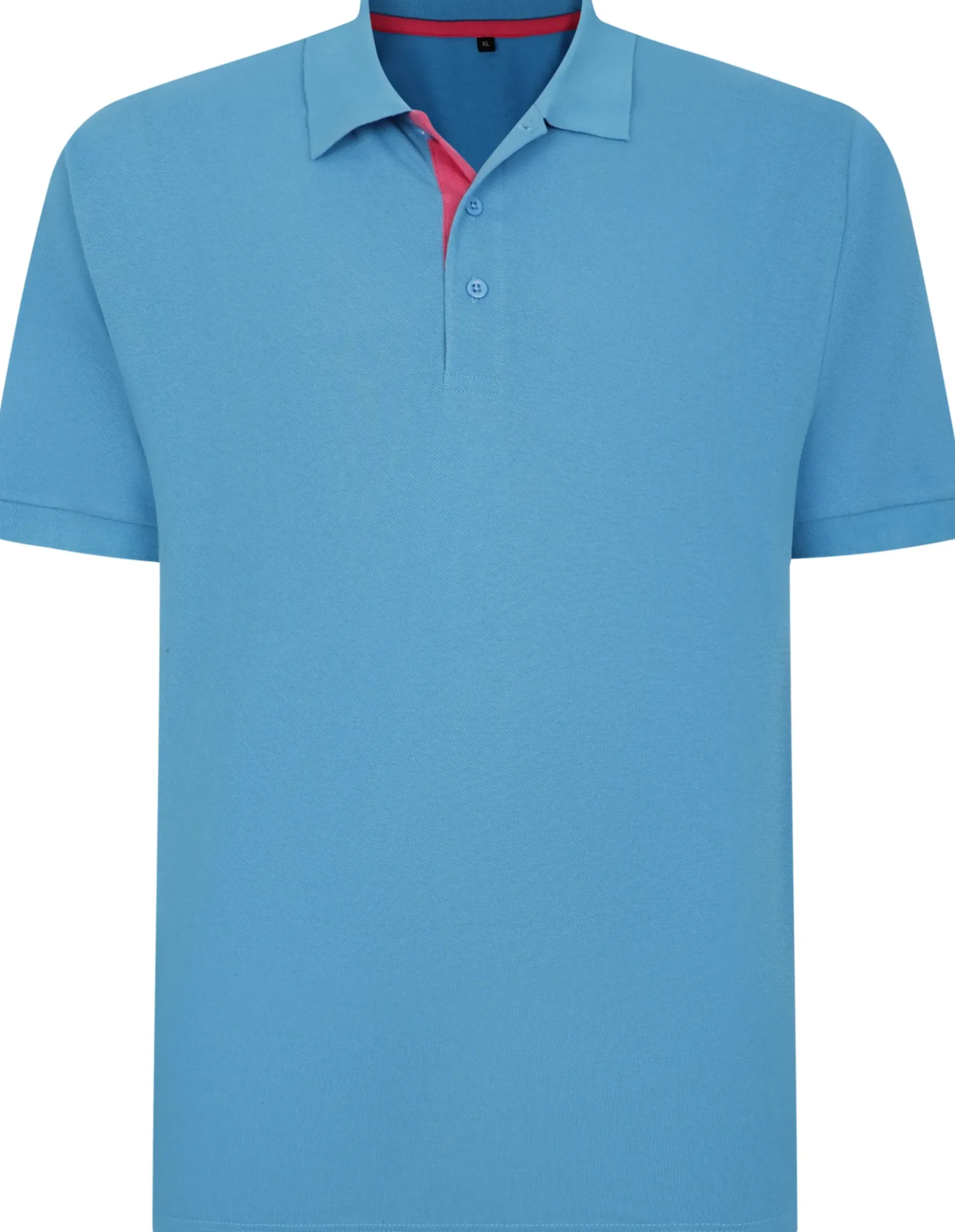 Bigdude Contrast Placket Polo Shirt Bright Blue Tall