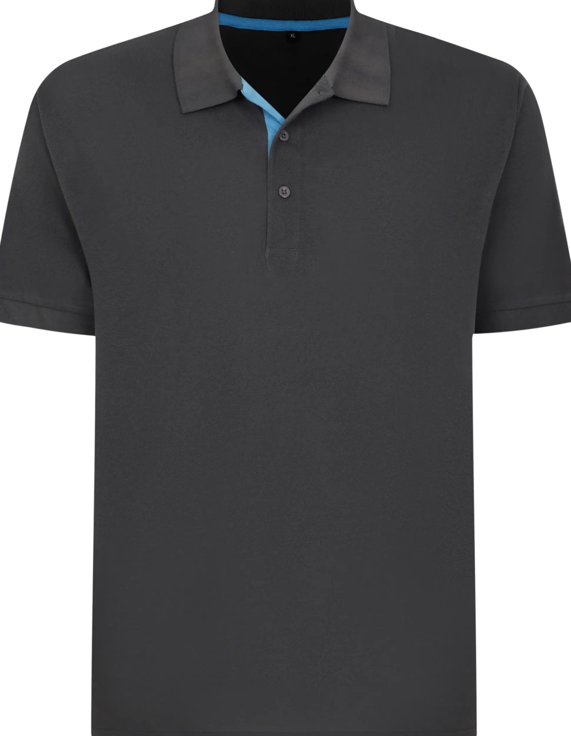 Bigdude Contrast Placket Polo Shirt Charcoal Tall