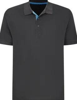 Bigdude Contrast Placket Polo Shirt Charcoal