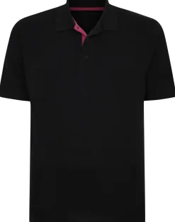Bigdude Contrast Placket Polo Shirt Black