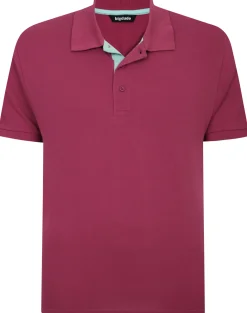 Bigdude Contrast Placket Polo Shirt Mauve