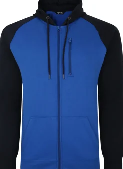 Bigdude Contrast Raglan Full Zip Hoody Royal Blue