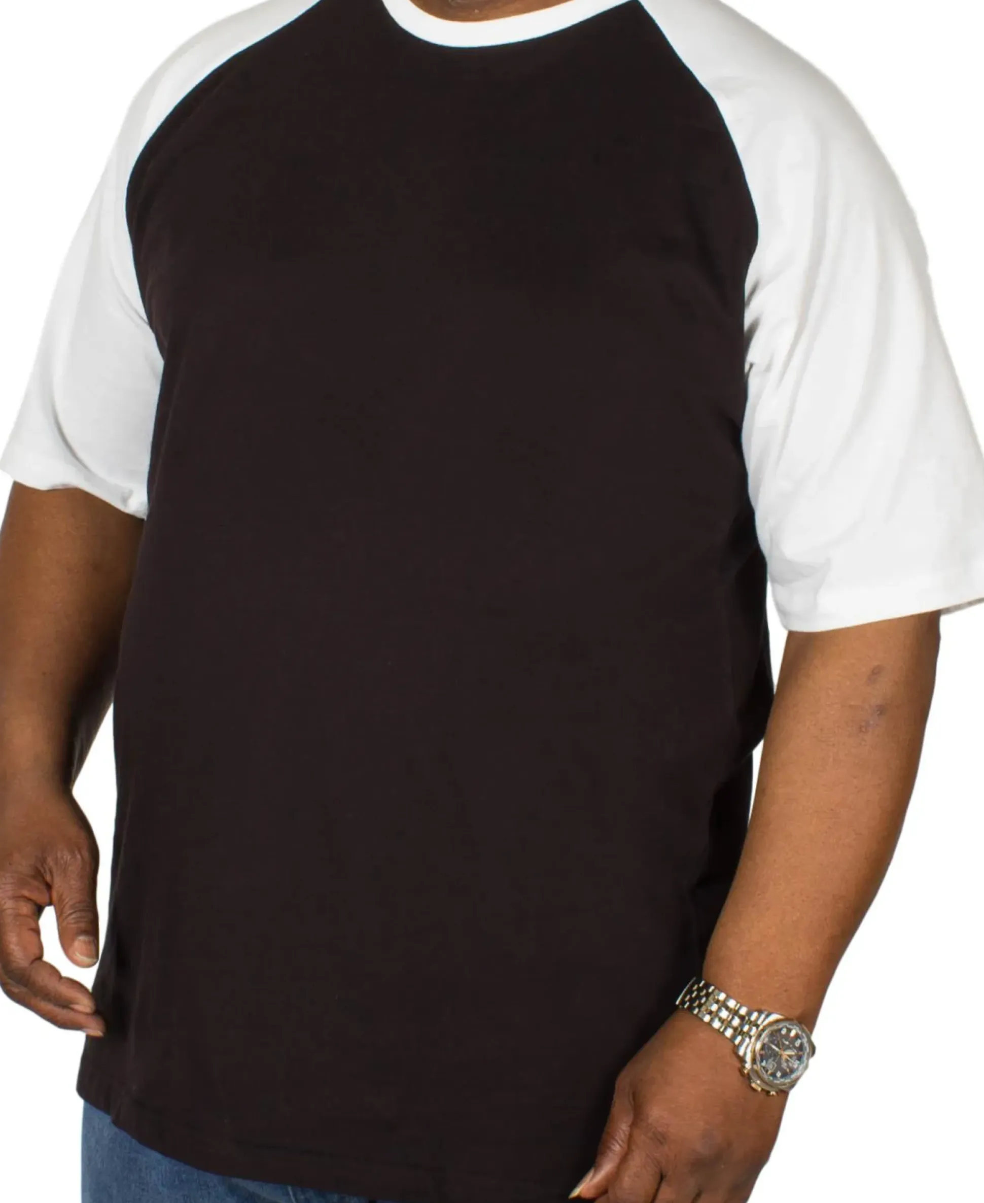 Bigdude Contrast Raglan Sleeve T-Shirt Black/White Tall
