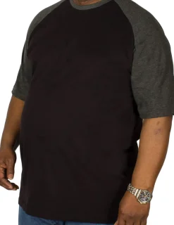 Bigdude Contrast Raglan Sleeve T-Shirt Black/Charcoal