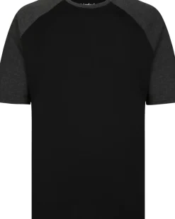Bigdude Contrast Raglan Sleeve T-Shirt Black/Charcoal
