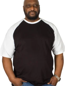 Bigdude Contrast Raglan Sleeve T-Shirt Black/White