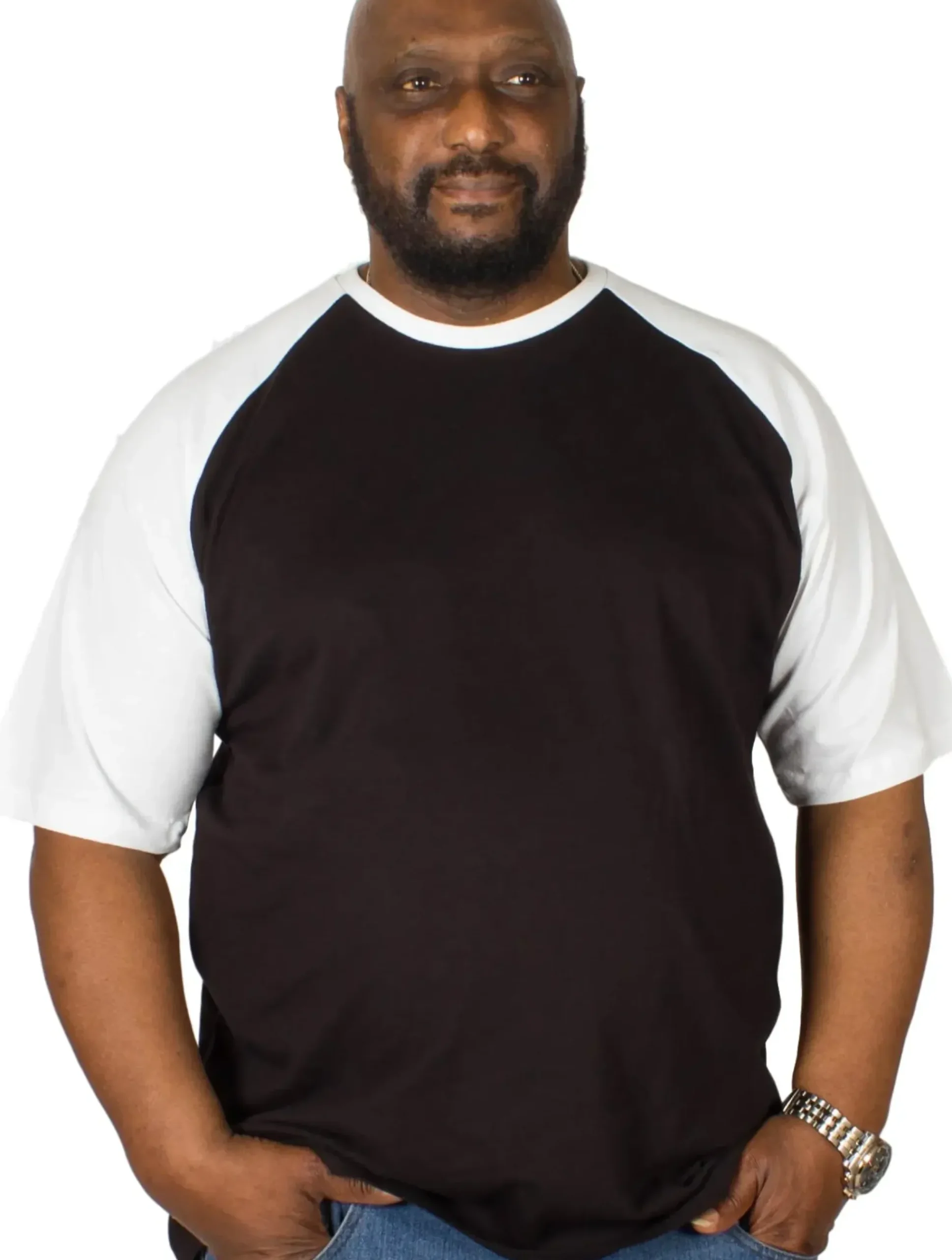Bigdude Contrast Raglan Sleeve T-Shirt Black/White