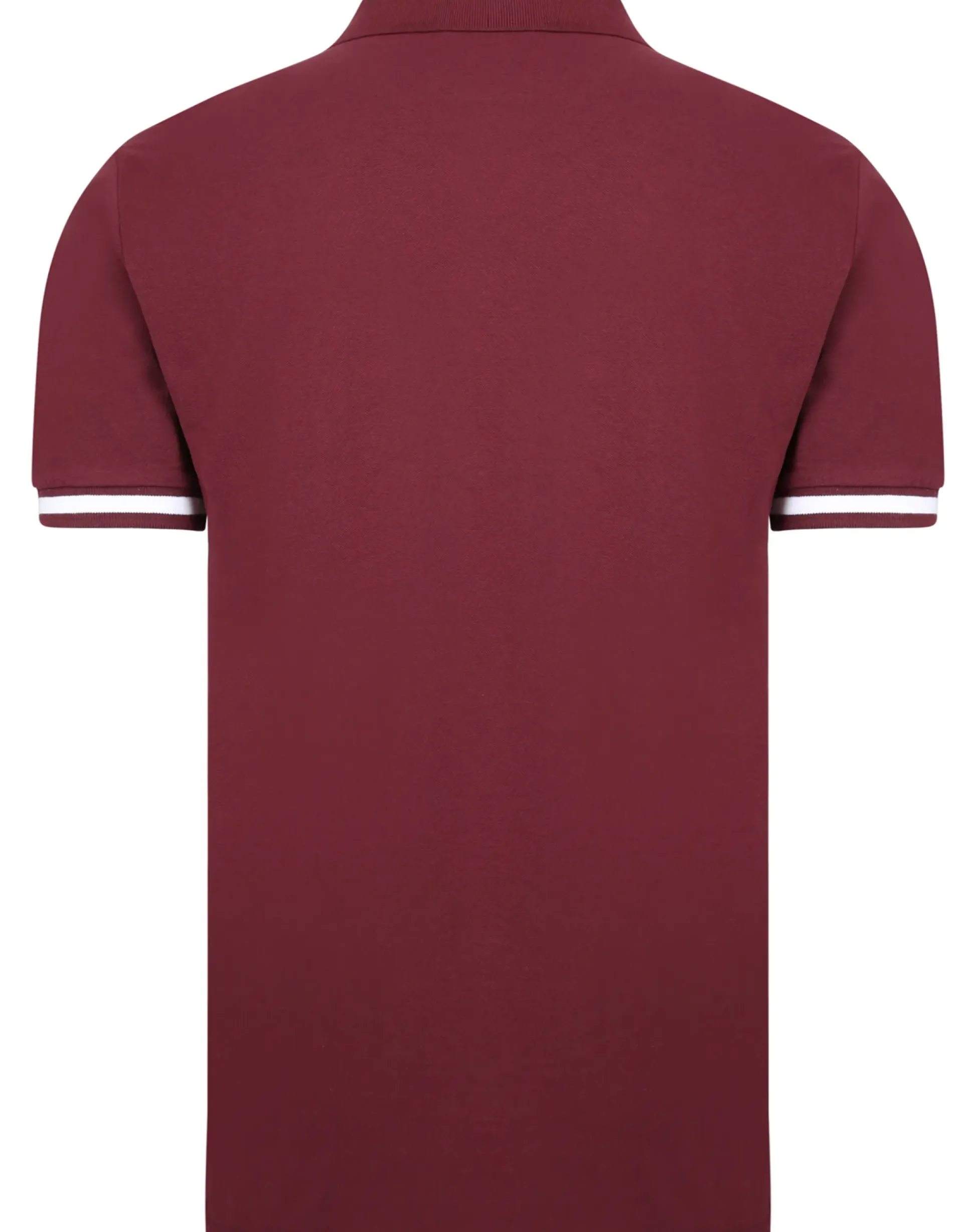 Bigdude Contrast Stripe Placket With Tipped Cuff Polo Shirt Burgundy