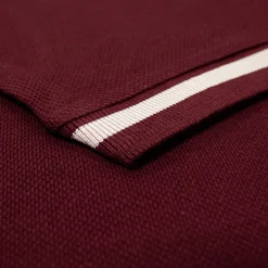 Bigdude Contrast Stripe Placket With Tipped Cuff Polo Shirt Burgundy
