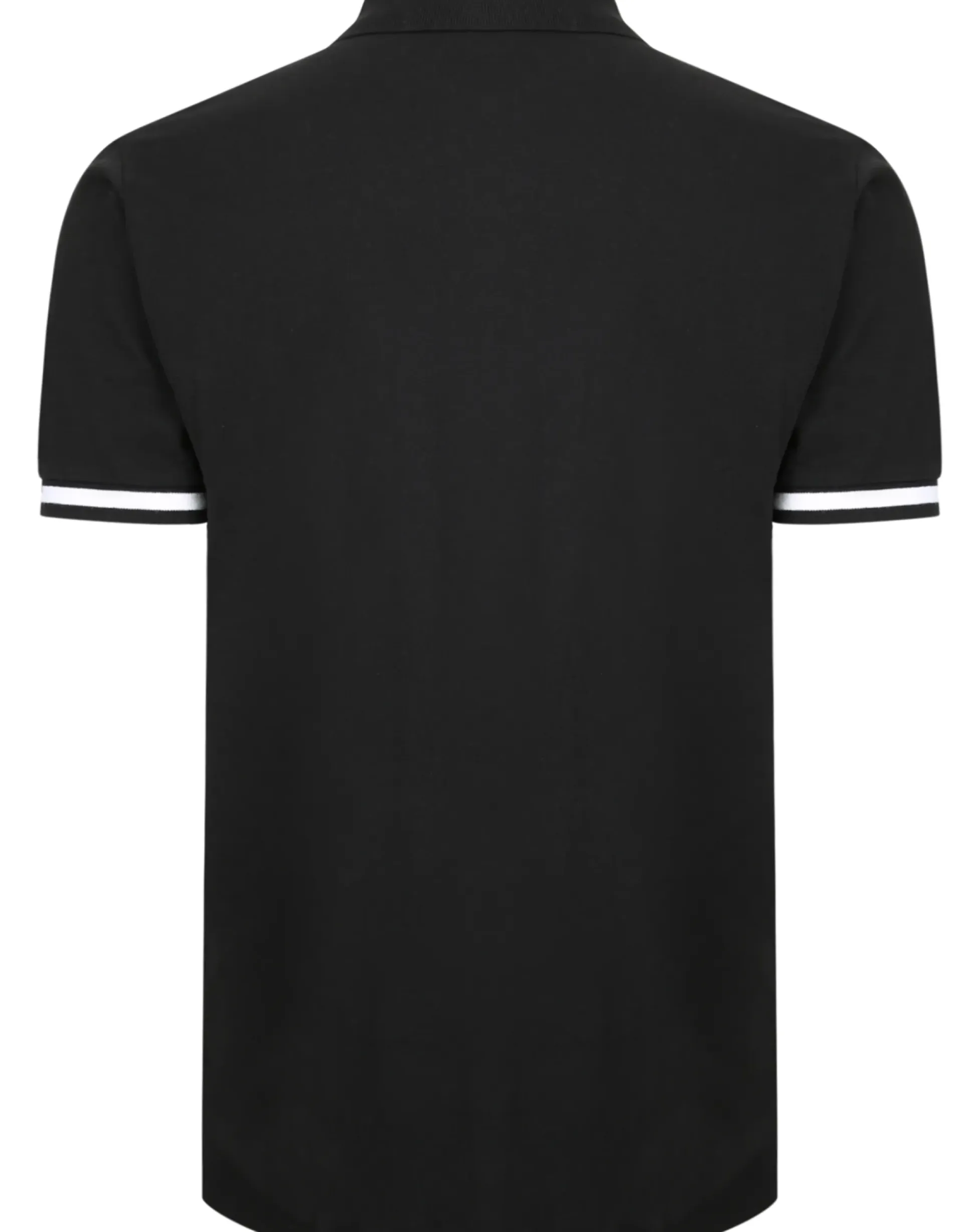 Bigdude Contrast Stripe Placket With Tipped Cuff Polo Shirt Black
