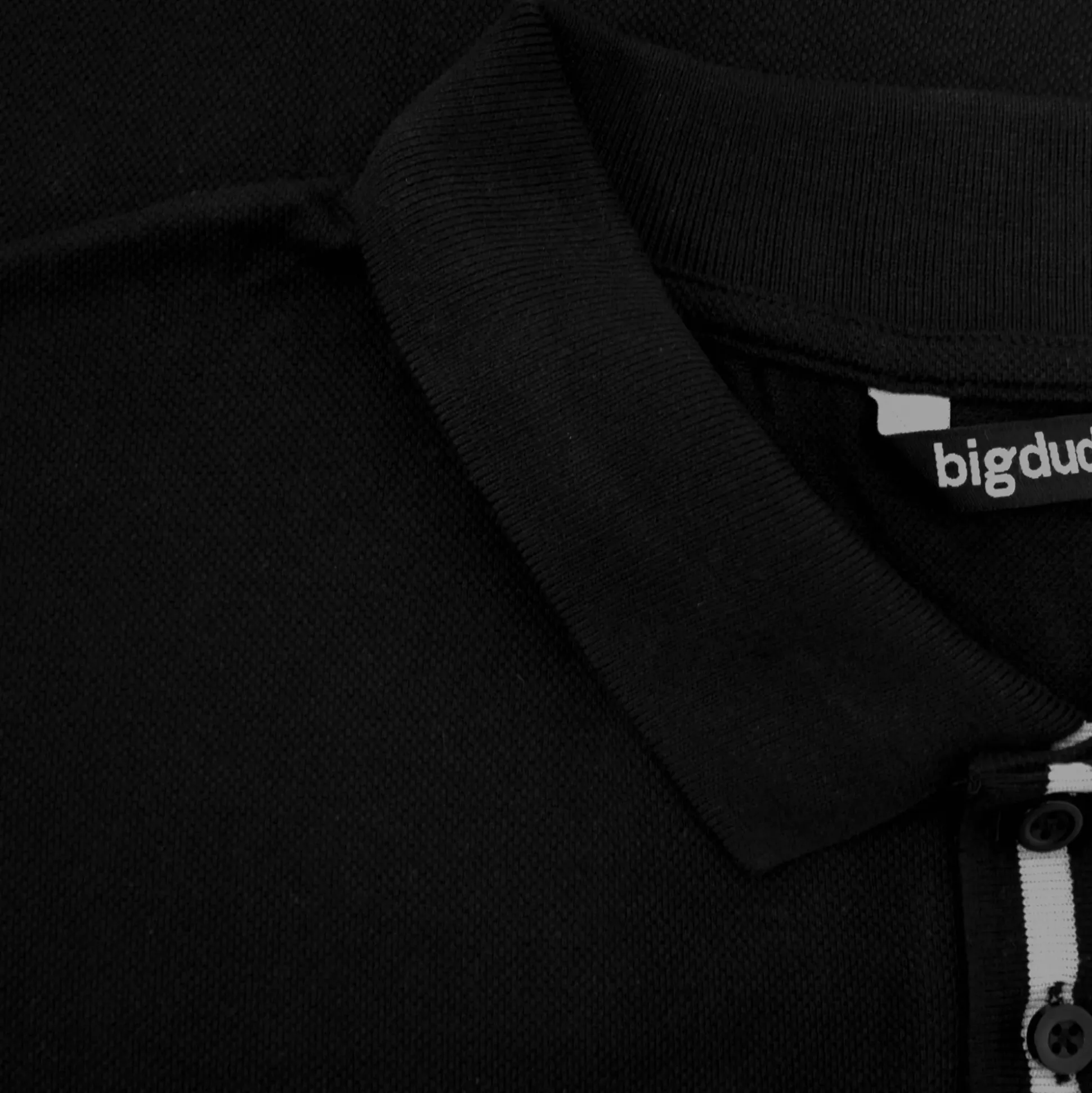 Bigdude Contrast Stripe Placket With Tipped Cuff Polo Shirt Black