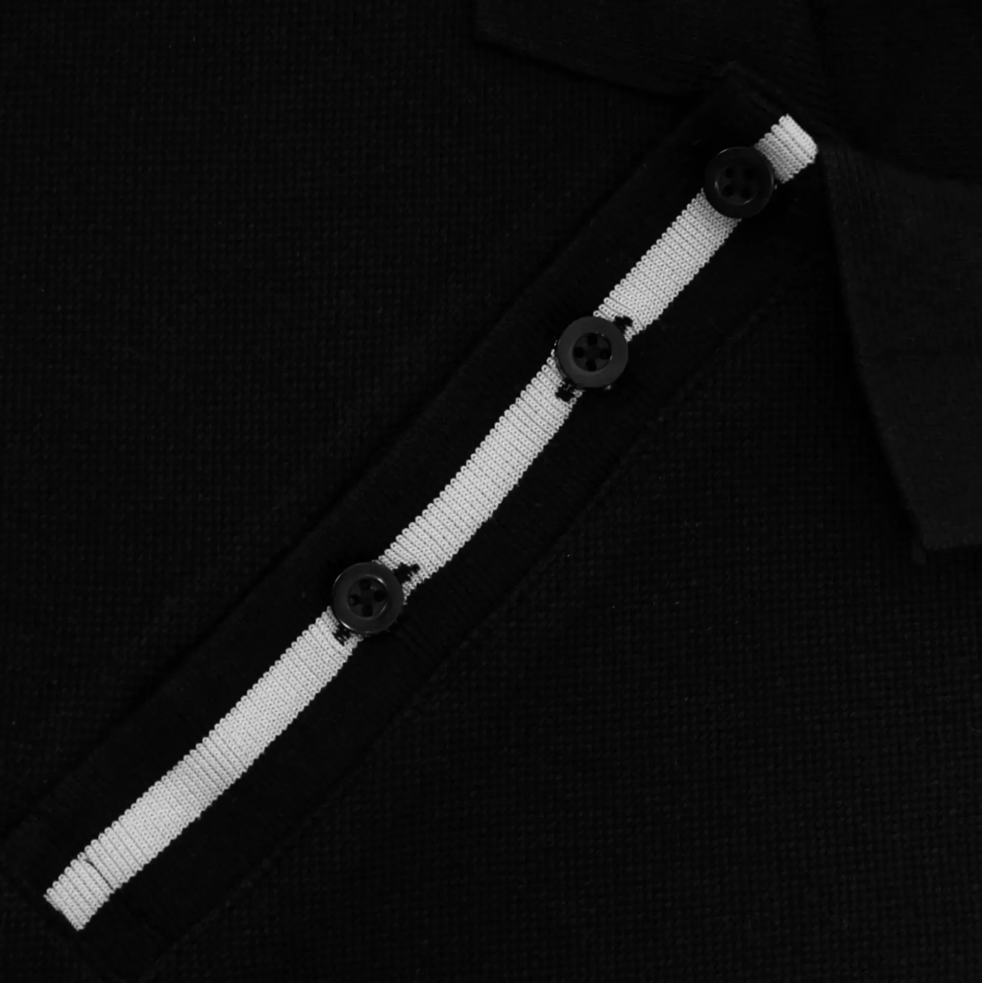 Bigdude Contrast Stripe Placket With Tipped Cuff Polo Shirt Black