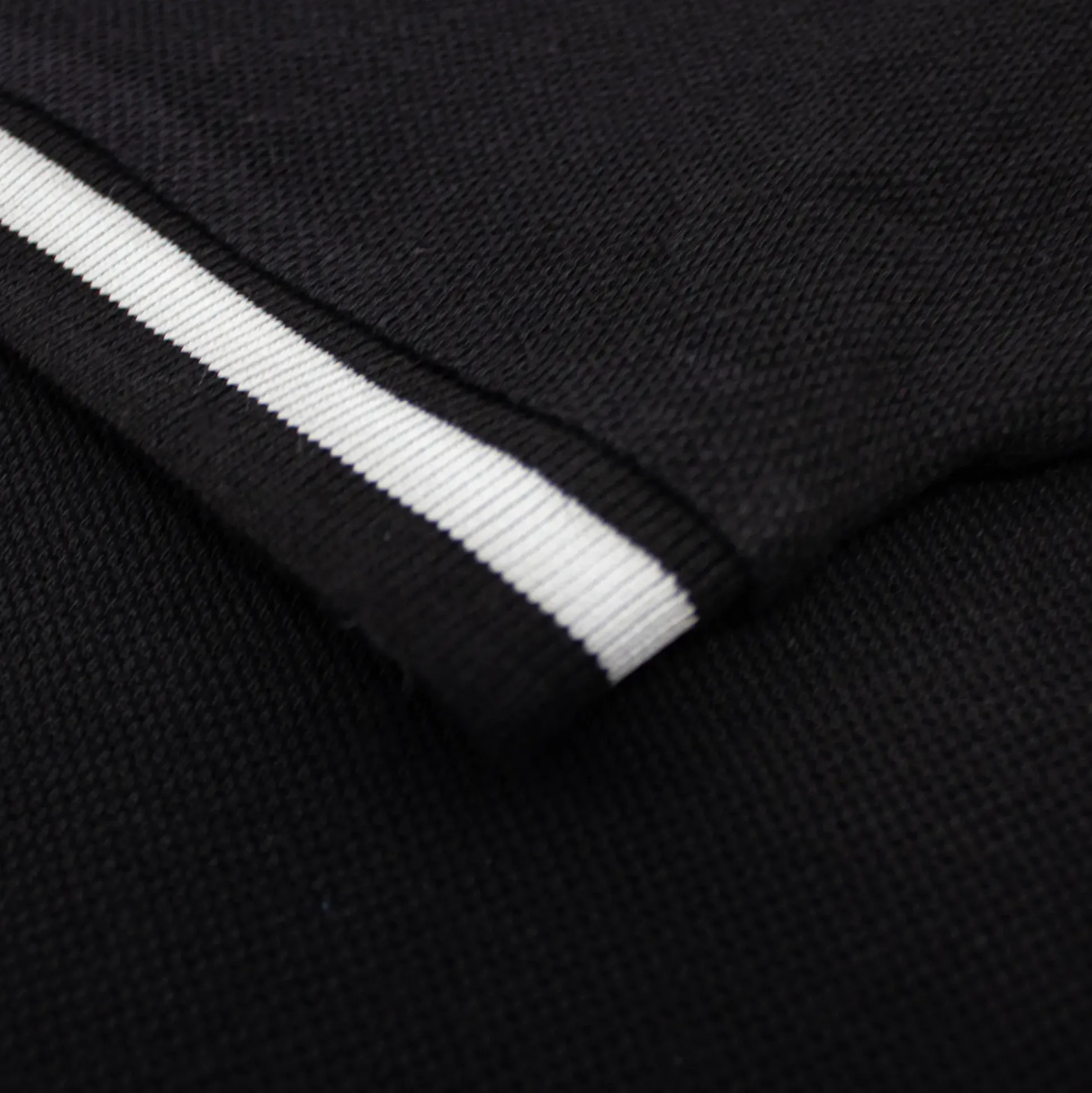 Bigdude Contrast Stripe Placket With Tipped Cuff Polo Shirt Black