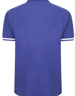 Bigdude Contrast Stripe Placket With Tipped Cuff Polo Shirt Cobalt