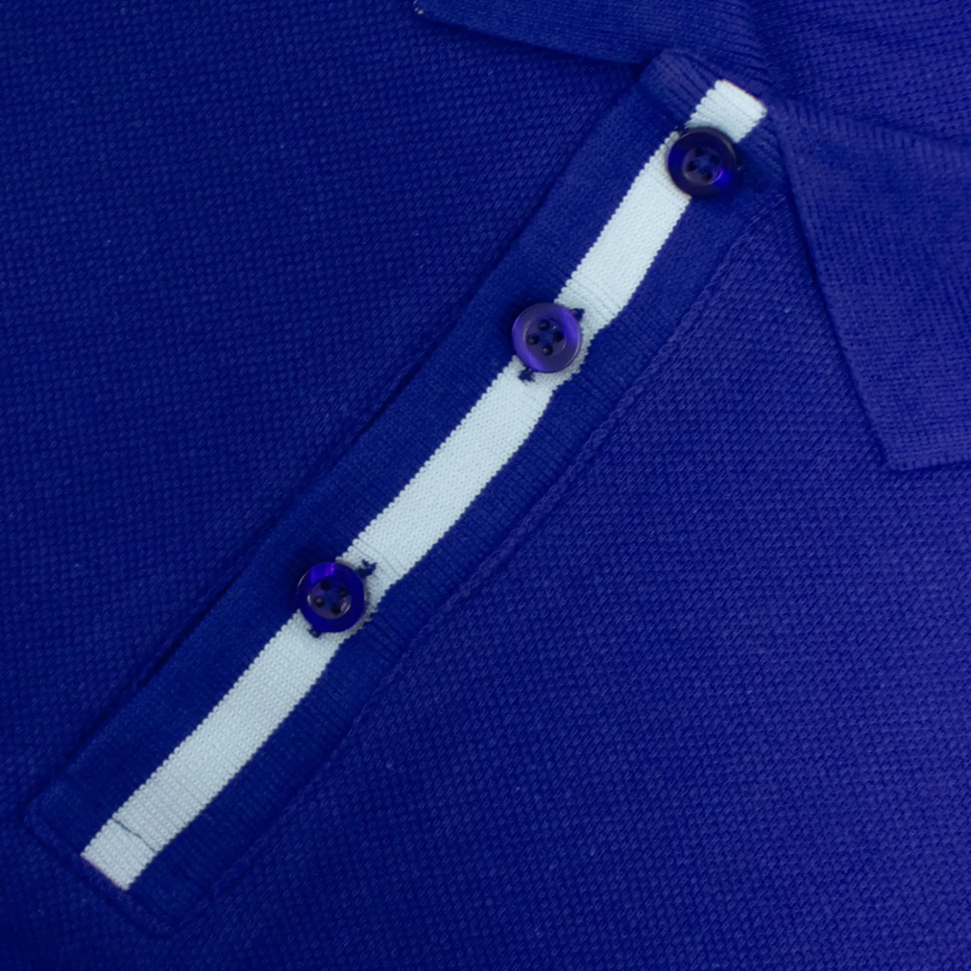 Bigdude Contrast Stripe Placket With Tipped Cuff Polo Shirt Cobalt