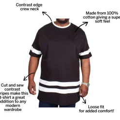 Bigdude Contrast Stripe T-Shirt Black