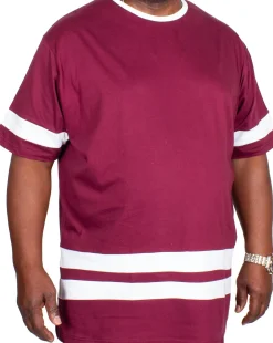 Bigdude Contrast Stripe T-Shirt Burgundy
