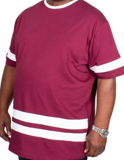 Bigdude Contrast Stripe T-Shirt Burgundy