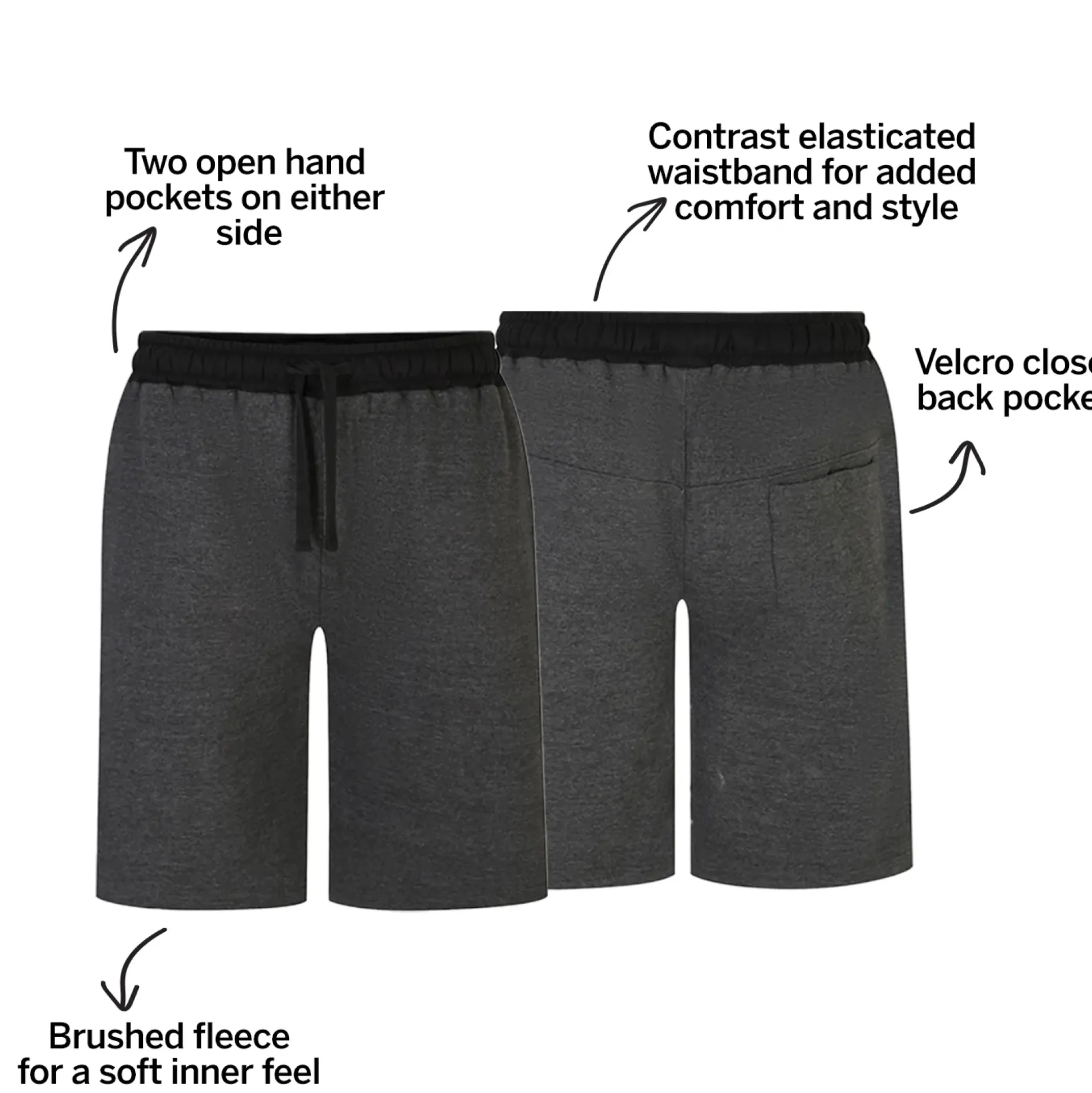 Bigdude Contrast Sweat Shorts Charcoal Marl