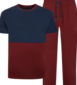 Bigdude Cut & Sew Pyjama Set Burgundy/Navy