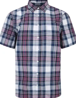 Bigdude Cutaway Collar Checked Shirt Purple/Navy